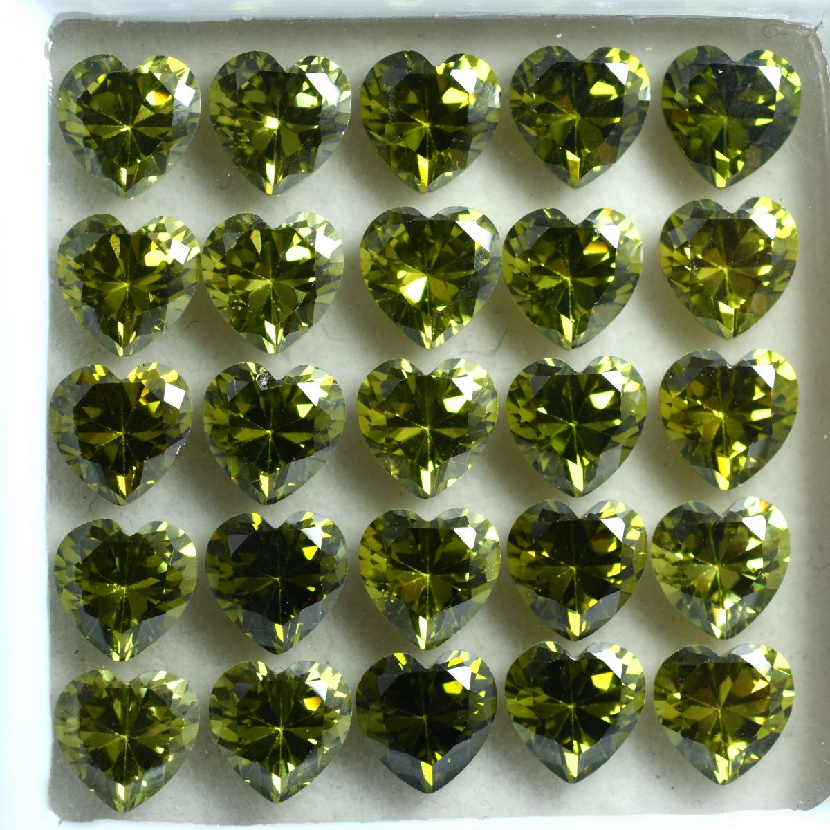 9 PCS Natural Green Sapphire Heart Cut Loose Gemstone CERTIFIED Lot 6x6 MM.
