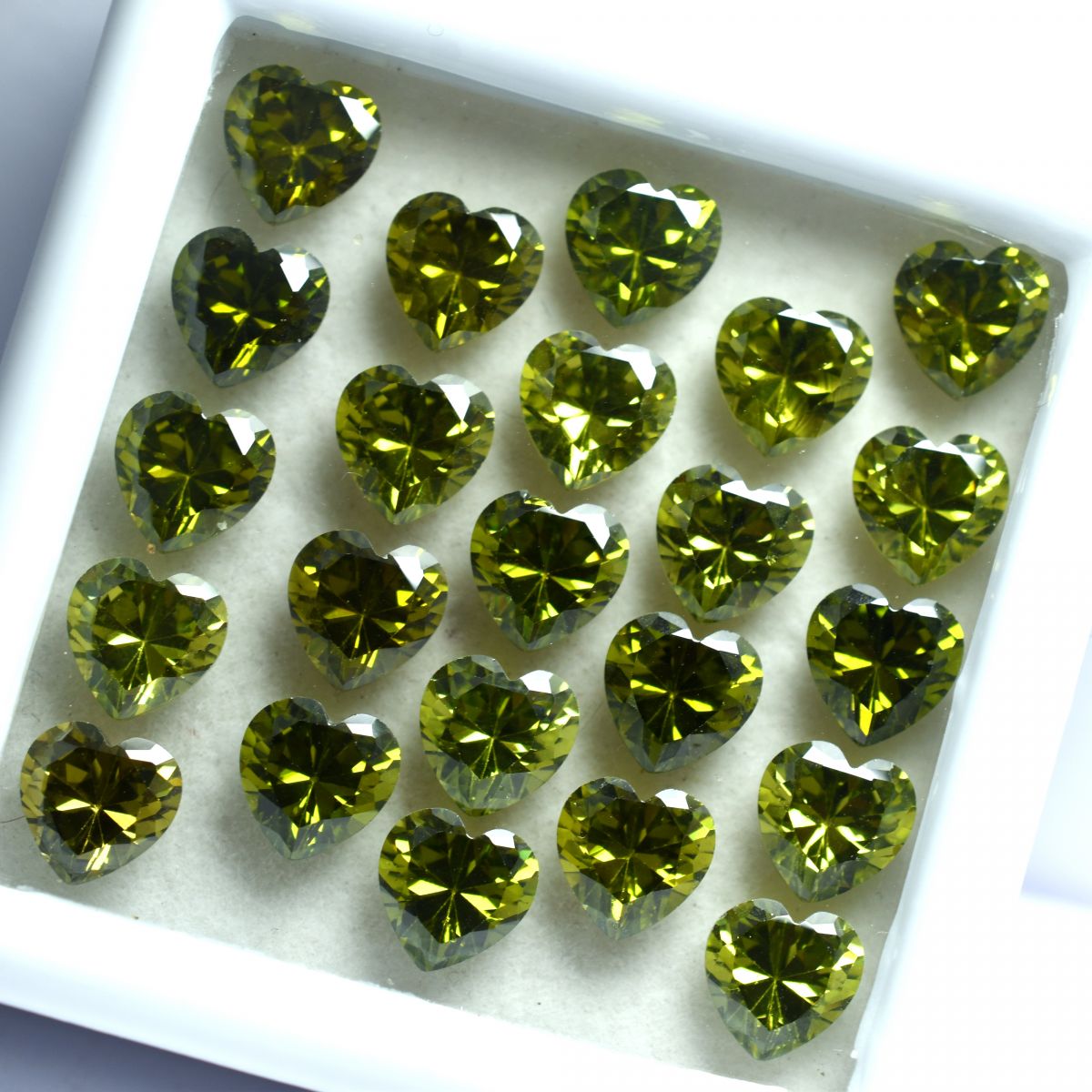 9 PCS Natural Green Sapphire Heart Cut Loose Gemstone CERTIFIED Lot 6x6 MM.