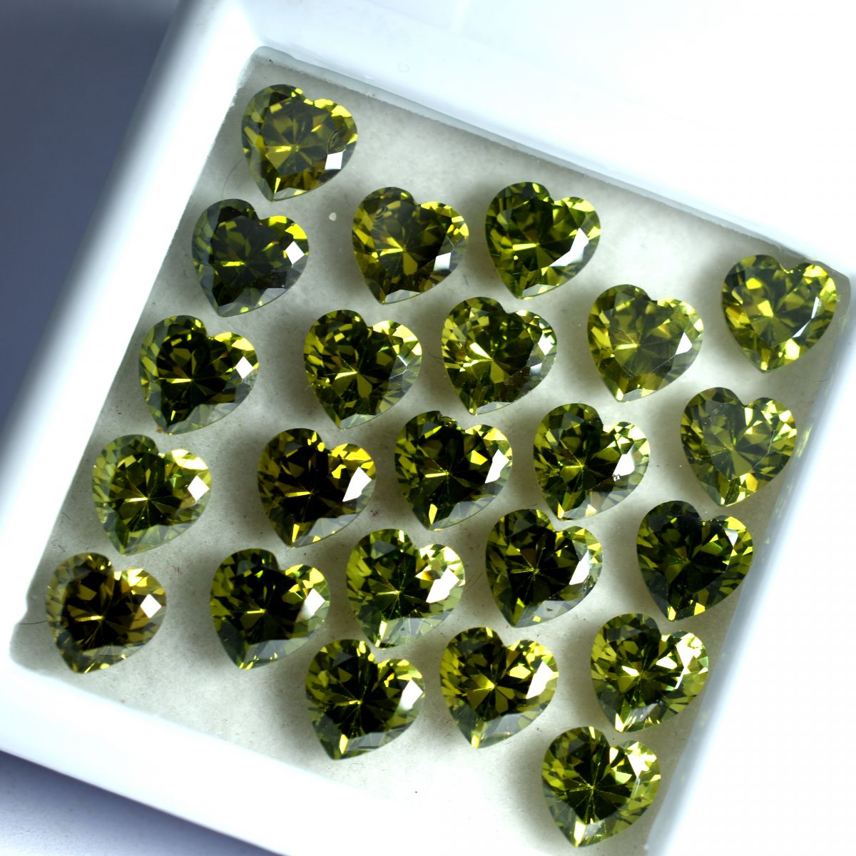 9 PCS Natural Green Sapphire Heart Cut Loose Gemstone CERTIFIED Lot 6x6 MM.