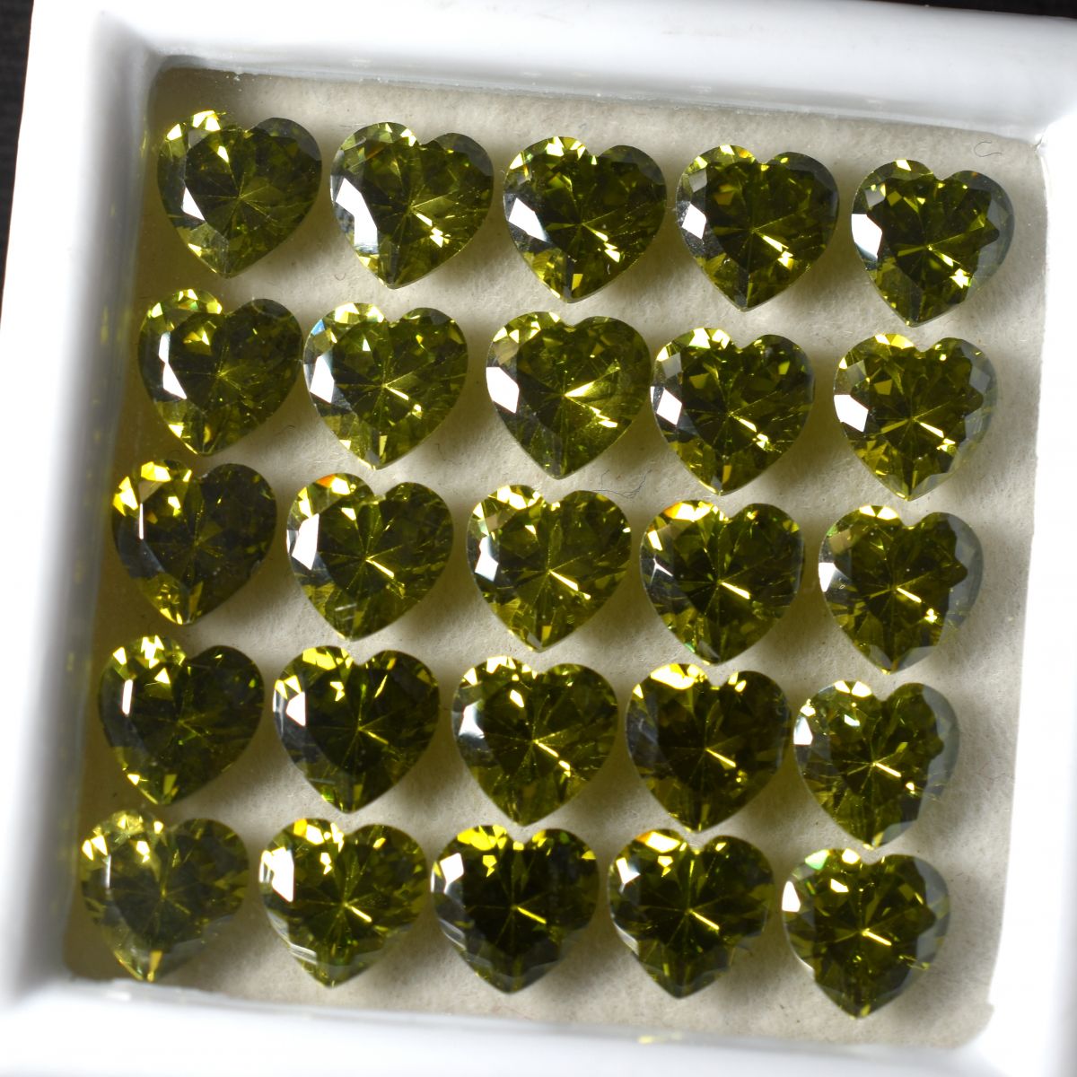 9 PCS Natural Green Sapphire Heart Cut Loose Gemstone CERTIFIED Lot 6x6 MM.