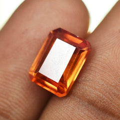 10.50 Ct Natural Loose Gemstone Orange Sapphire Emerald Cut CERTIFIED