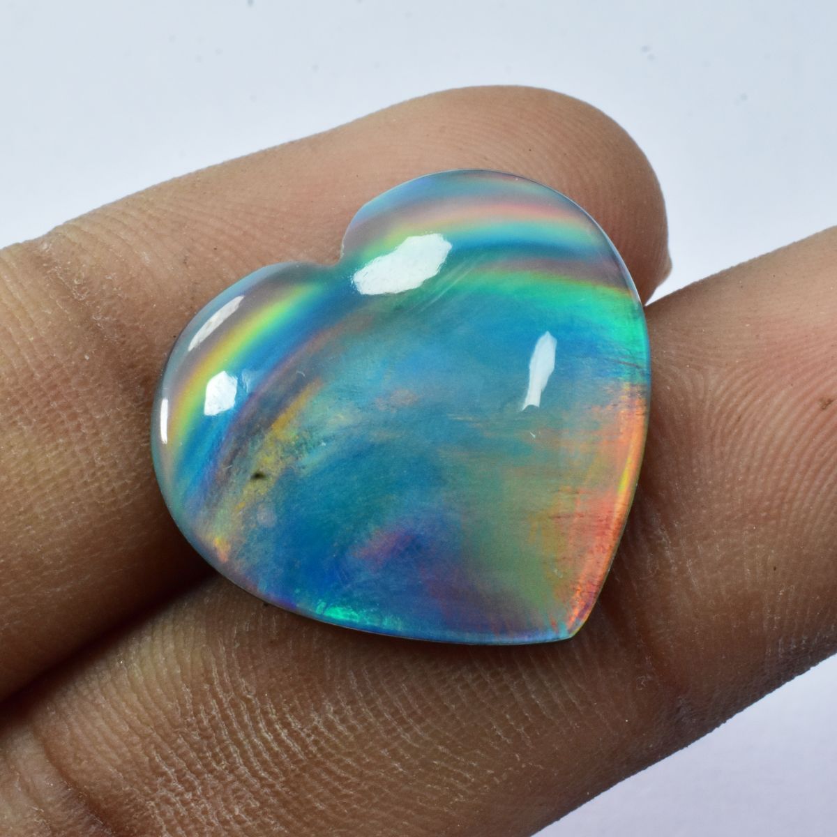 15.35 Ct Natural Boulder Opal Doublet Heart Cut CERTIFIED Rare Loose Gemstone