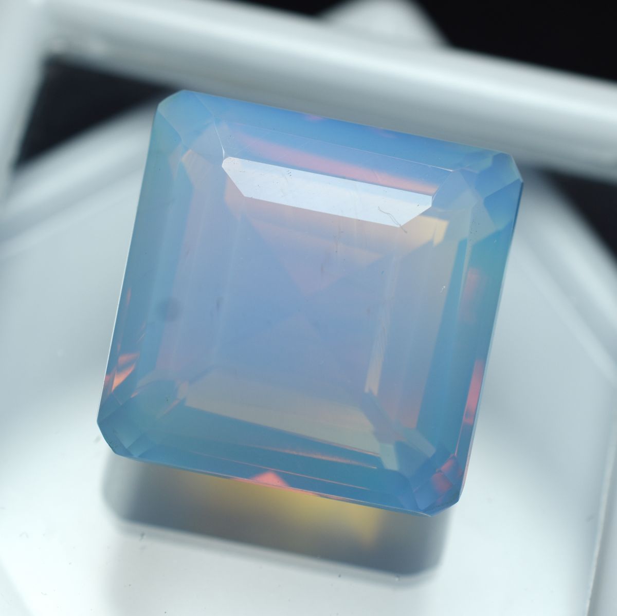 Natural Opal Sky-Blue Square Cut CERTIFIED 25.30 Ct Ethiopian Loose Gemstone