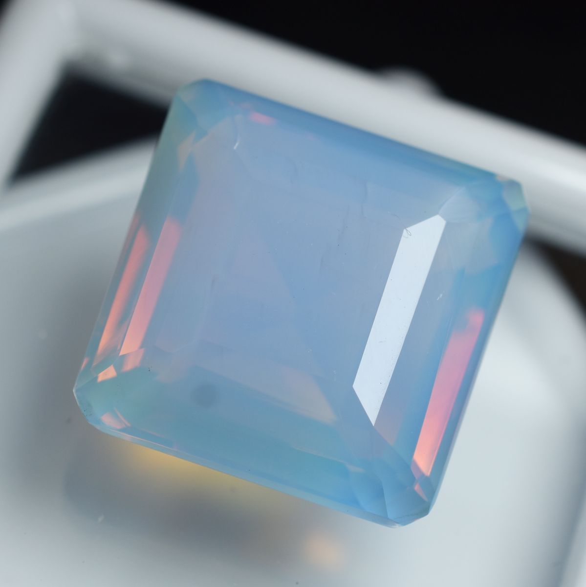 Natural Opal Sky-Blue Square Cut CERTIFIED 25.30 Ct Ethiopian Loose Gemstone