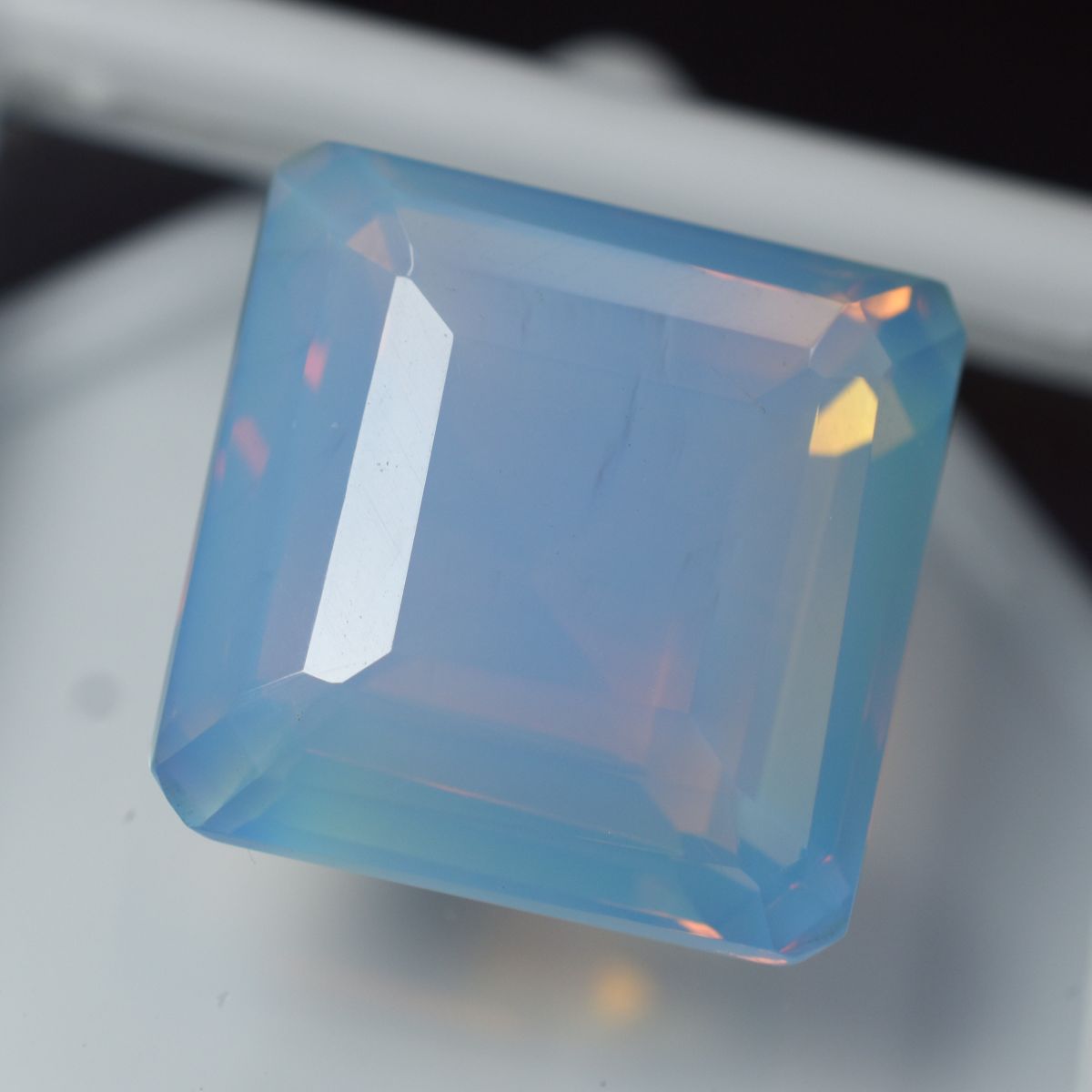 Natural Opal Sky-Blue Square Cut CERTIFIED 25.30 Ct Ethiopian Loose Gemstone