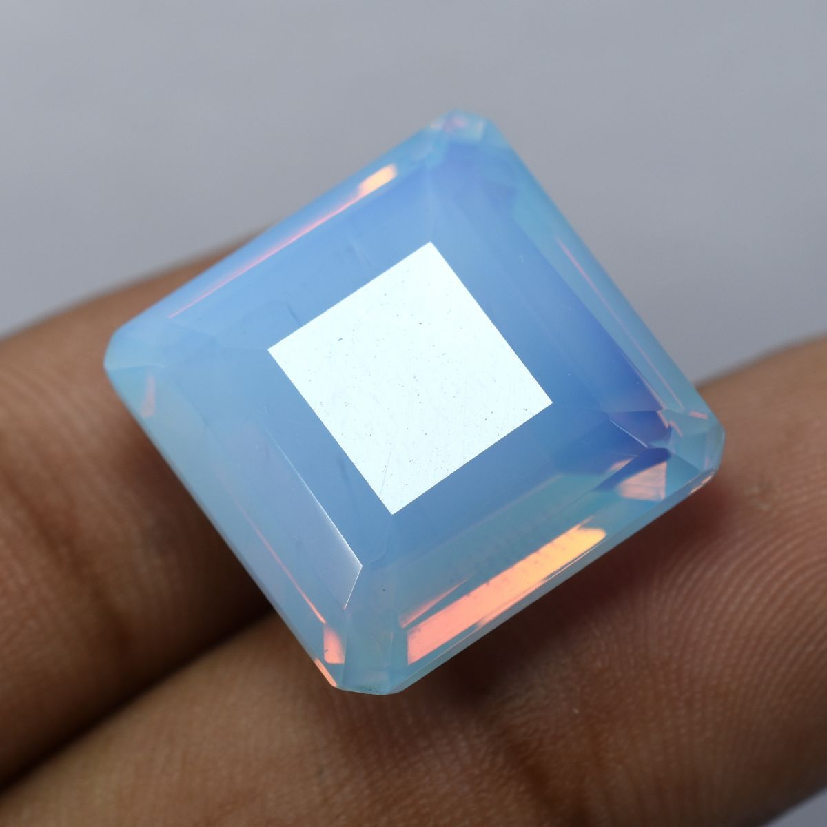 Natural Opal Sky-Blue Square Cut CERTIFIED 25.30 Ct Ethiopian Loose Gemstone