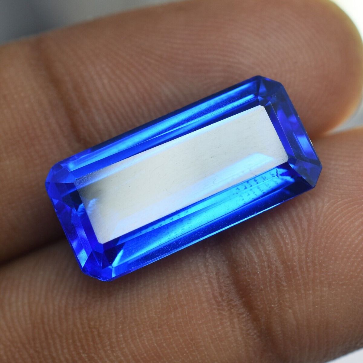 14.35 Carat NATURAL Blue TANZANITE  Color CERTIFIED Emerald Cut Loose Gemstone