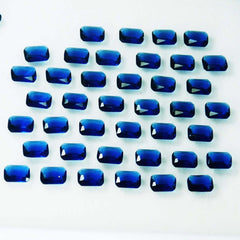 16 PCS Beautiful Sapphire Blue Color Emerald Shape CERTIFIED Loose Gemstone Lot.