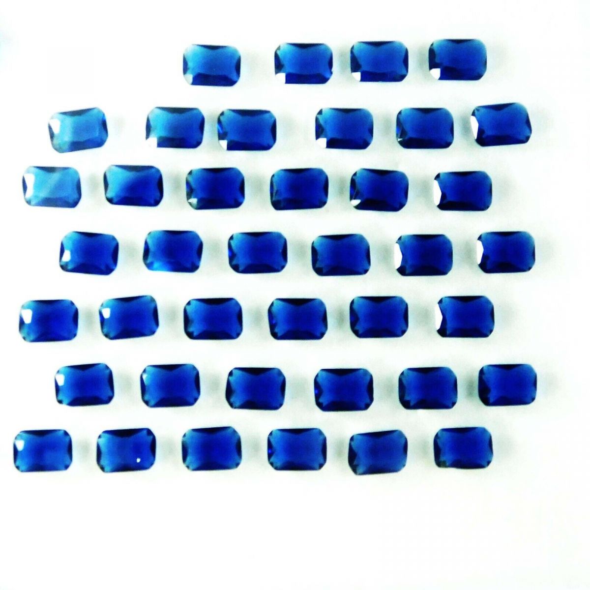 16 PCS Beautiful Sapphire Blue Color Emerald Shape CERTIFIED Loose Gemstone Lot.