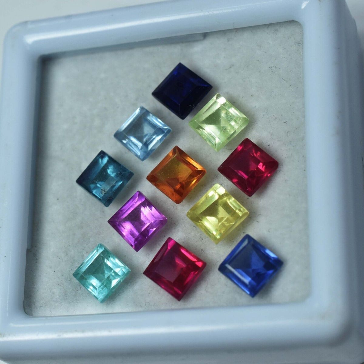 21 Pcs Natural Sapphire CERTIFIED 5 MM Mix Square Cut Ceylon Lot Loose Gemstone