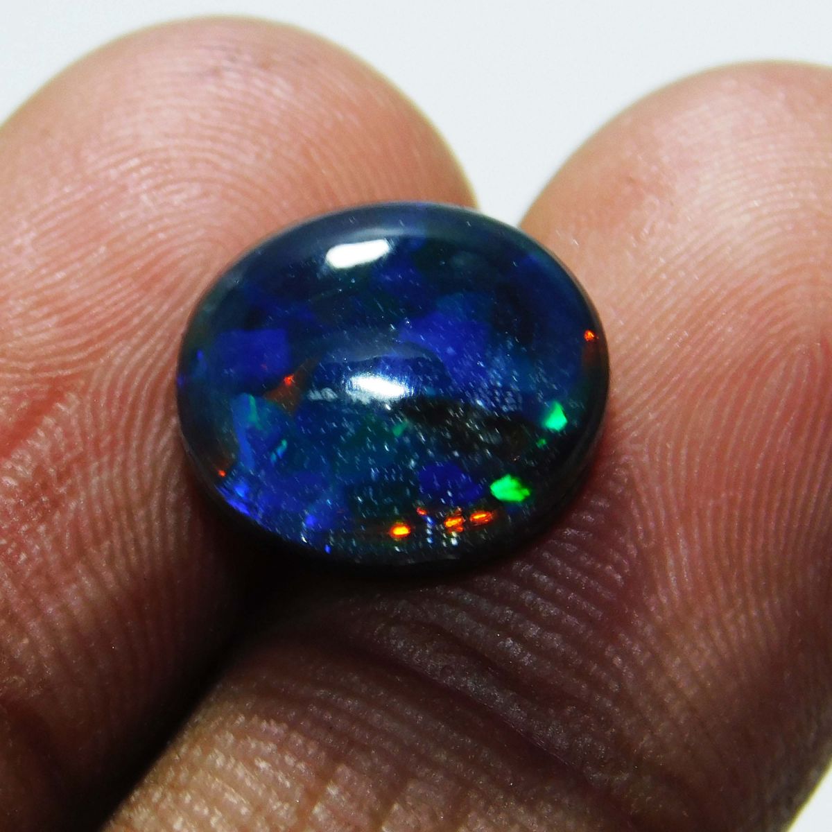 7 Ct Cabochon Multi Color CERTIFIED Loose Gemstone Doublet Fire Opal Ring Siz