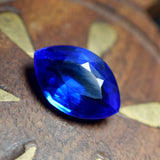 Certified loose gemstone, natural blue sapphire, rare marquise cut, 5.90 carats.

