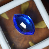 High-quality certified 5.90 carat natural blue sapphire, genuine marquise cut, rare loose gemstone.
