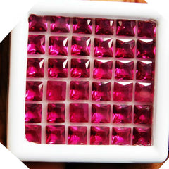 14 PCS NATURAL Red RUBY Loose Gemstone CERTIFIED Square Shape Lot