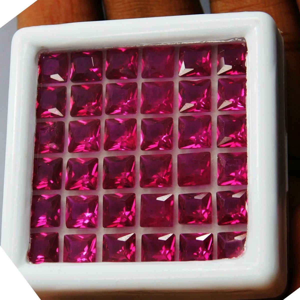 14 PCS NATURAL Red RUBY Loose Gemstone CERTIFIED Square Shape Lot