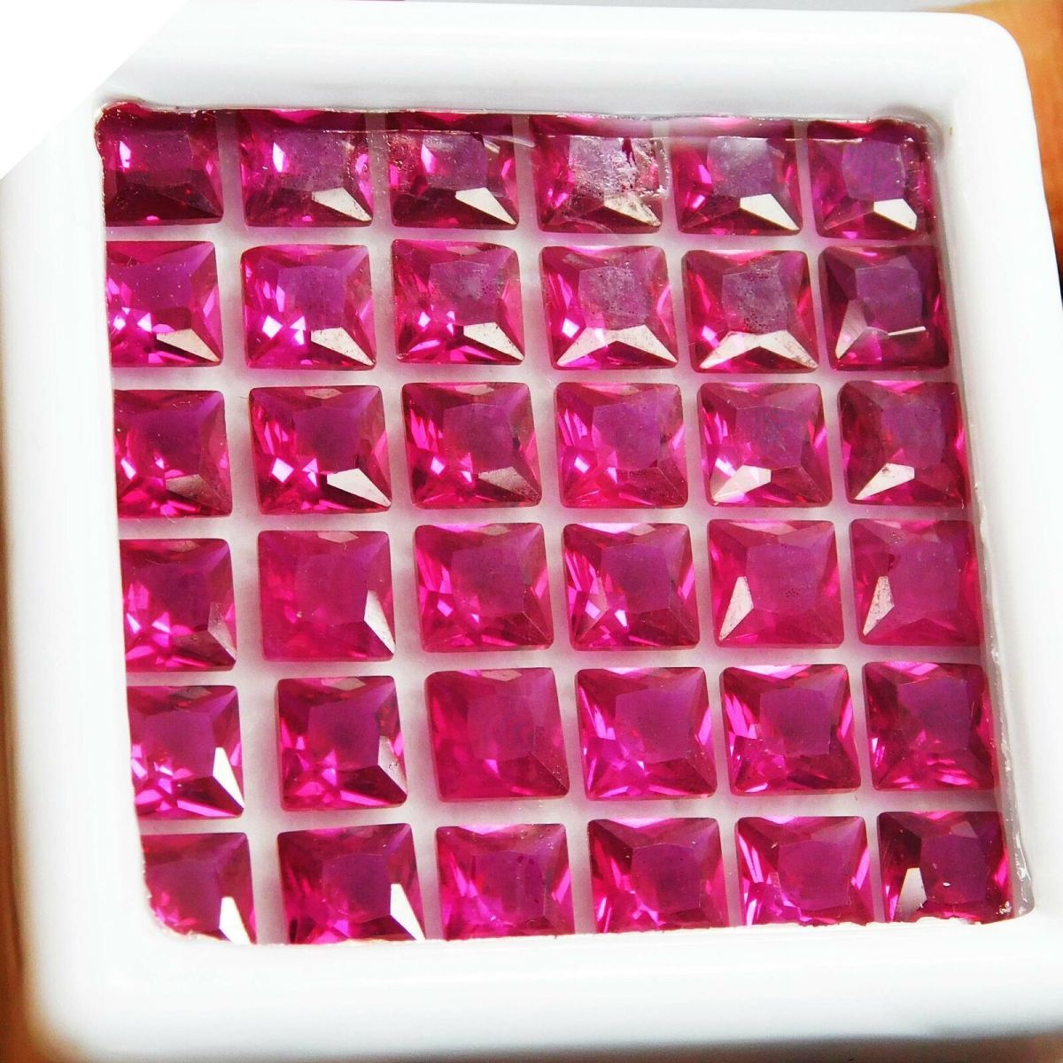 14 PCS NATURAL Red RUBY Loose Gemstone CERTIFIED Square Shape Lot