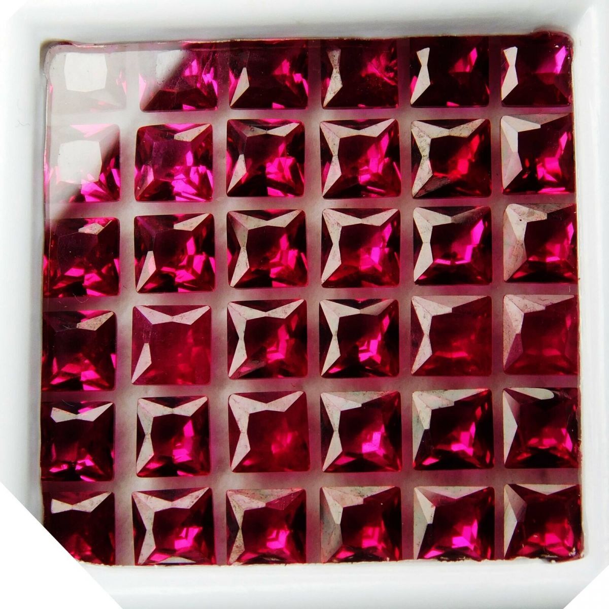 14 PCS NATURAL Red RUBY Loose Gemstone CERTIFIED Square Shape Lot