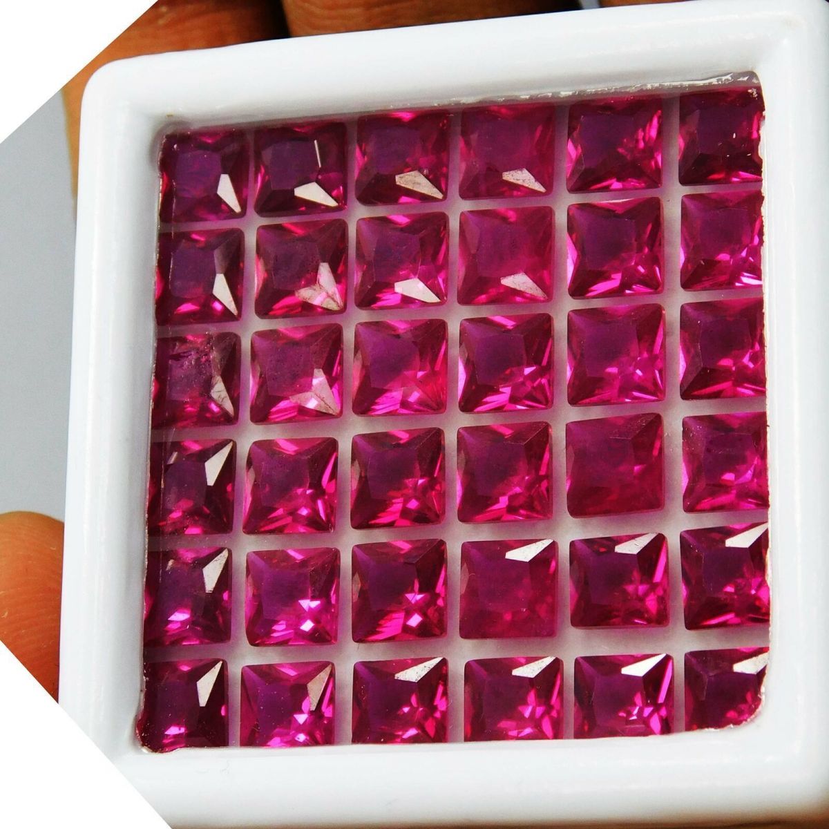 14 PCS NATURAL Red RUBY Loose Gemstone CERTIFIED Square Shape Lot