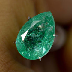 Natural Pear Cut 9.85 Ct Green Emerald Loose Gemstone CERTIFIED