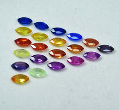 6 Pcs Natural CERTIFIED Loose Gemstone Mix Sapphire Marquise Cut Lot 8x4 mm