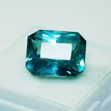 12.56 carat bluish-green emerald cut grandidierite, certified natural gemstone