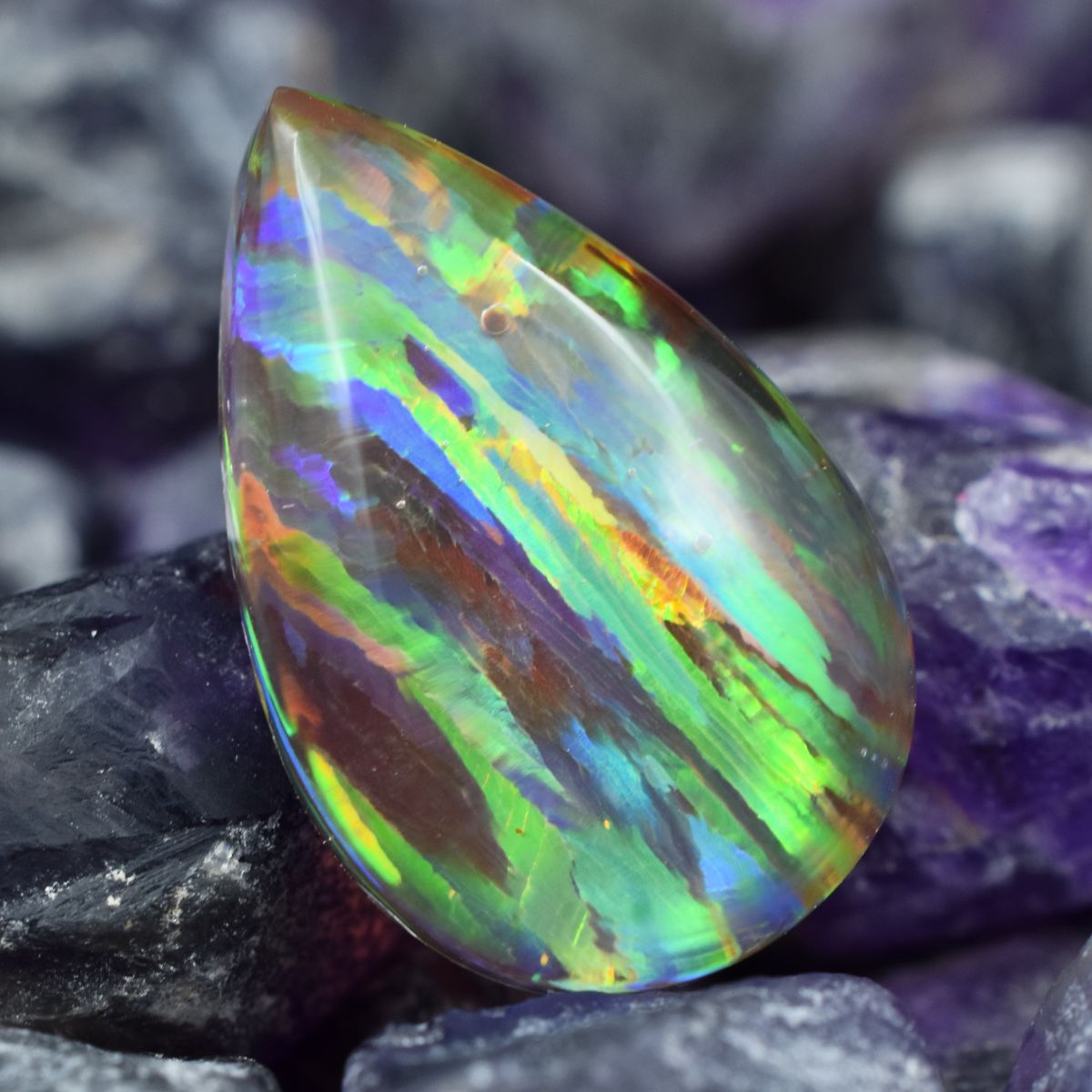 Natural Opal 6.10 Ct Pear Cut Multi-Color Loose Gemstone CERTIFIED