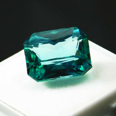 Montana Sapphire Green Emerald Cut 12.10 Ct Natural CERTIFIED Loose Gemstone