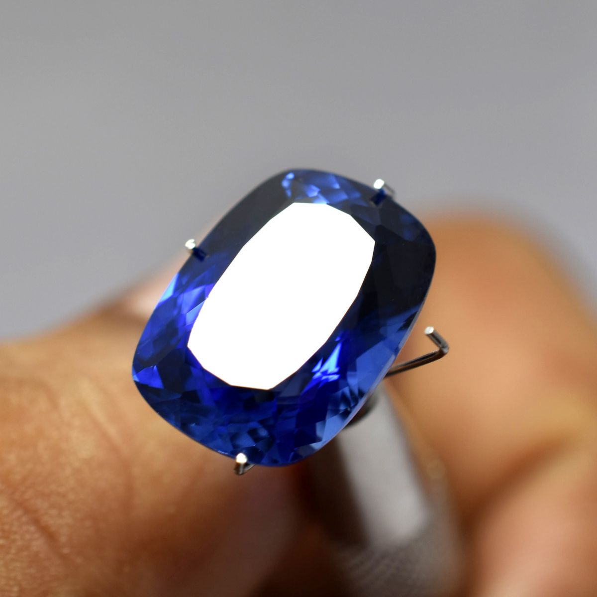 Blue Tanzanite Natural Cushion Shape 12.05 Ct CERTIFIED Loose Gemstone
