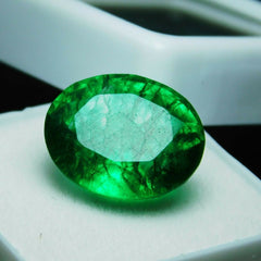 Loose Gemstone Zambia Green EMERALD 9.20 Ct Natural Oval Cut CERTIFIED For Ring