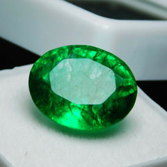 Loose Gemstone Zambia Green EMERALD 9.20 Ct Natural Oval Cut CERTIFIED For Ring