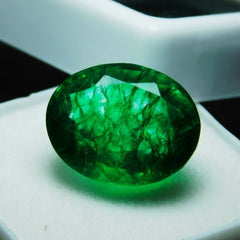 Loose Gemstone Zambia Green EMERALD 9.20 Ct Natural Oval Cut CERTIFIED For Ring