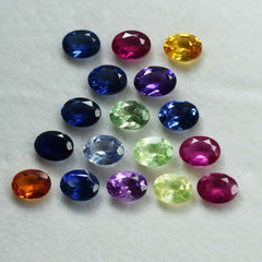 12 Pcs 7x5 MM Natural Sapphire Mix Color CERTIFIED Oval Lot Gemstone