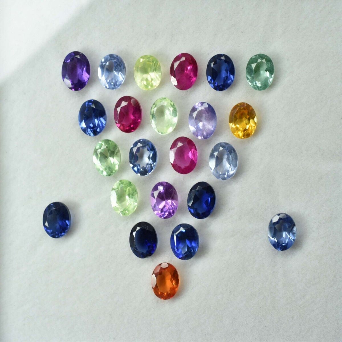 12 Pcs 7x5 MM Natural Sapphire Mix Color CERTIFIED Oval Lot Gemstone