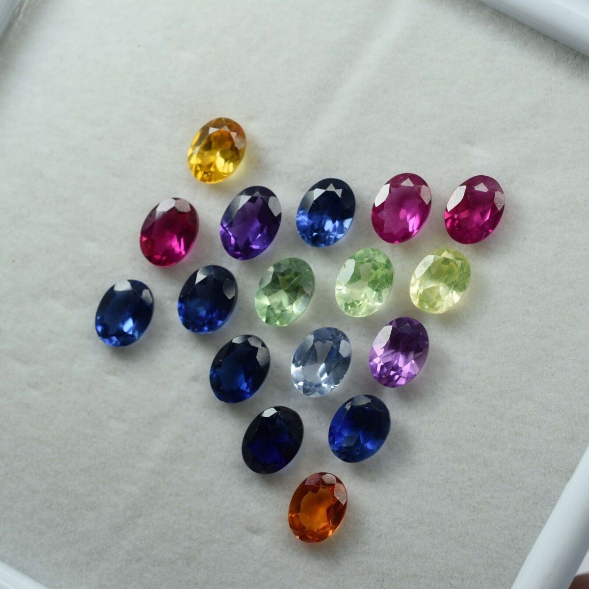 12 Pcs 7x5 MM Natural Sapphire Mix Color CERTIFIED Oval Lot Gemstone