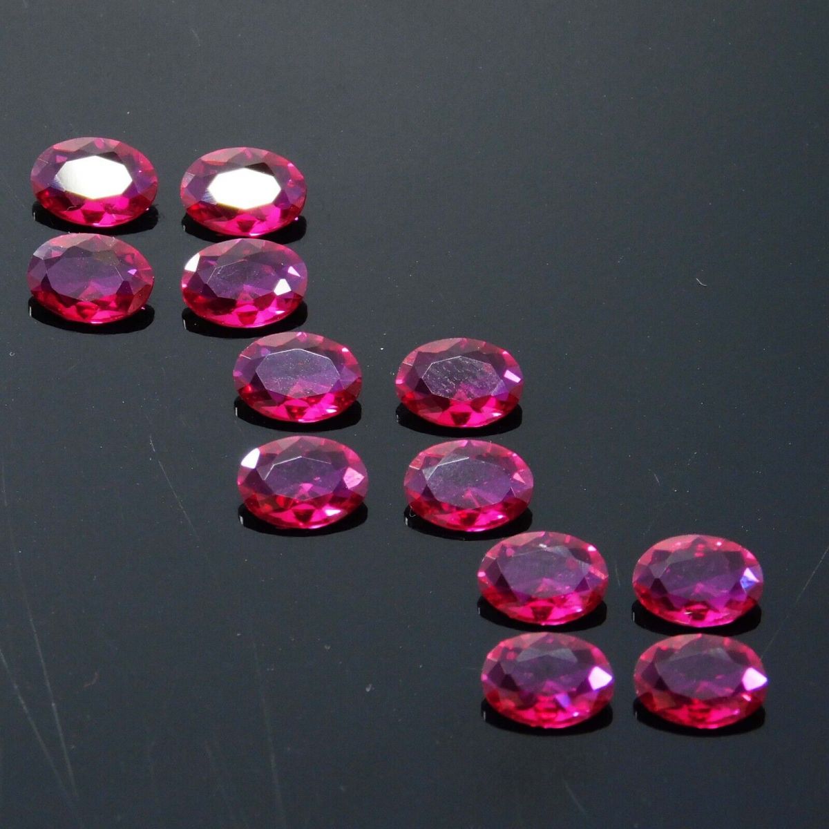 12 Pcs 7x5 mm Natural CERTIFIED Untreated Ruby Pinkish Red Oval Loose Gemstone