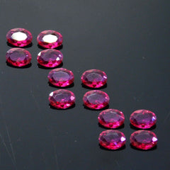 12 Pcs 7x5 mm Natural CERTIFIED Untreated Ruby Pinkish Red Oval Loose Gemstone