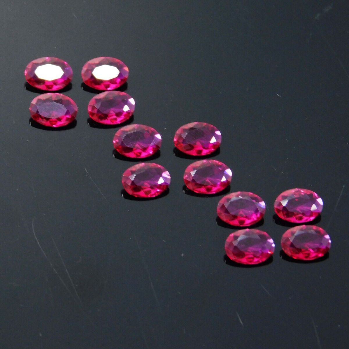 12 Pcs 7x5 mm Natural CERTIFIED Untreated Ruby Pinkish Red Oval Loose Gemstone