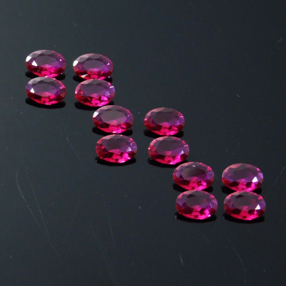 12 Pcs 7x5 mm Natural CERTIFIED Untreated Ruby Pinkish Red Oval Loose Gemstone