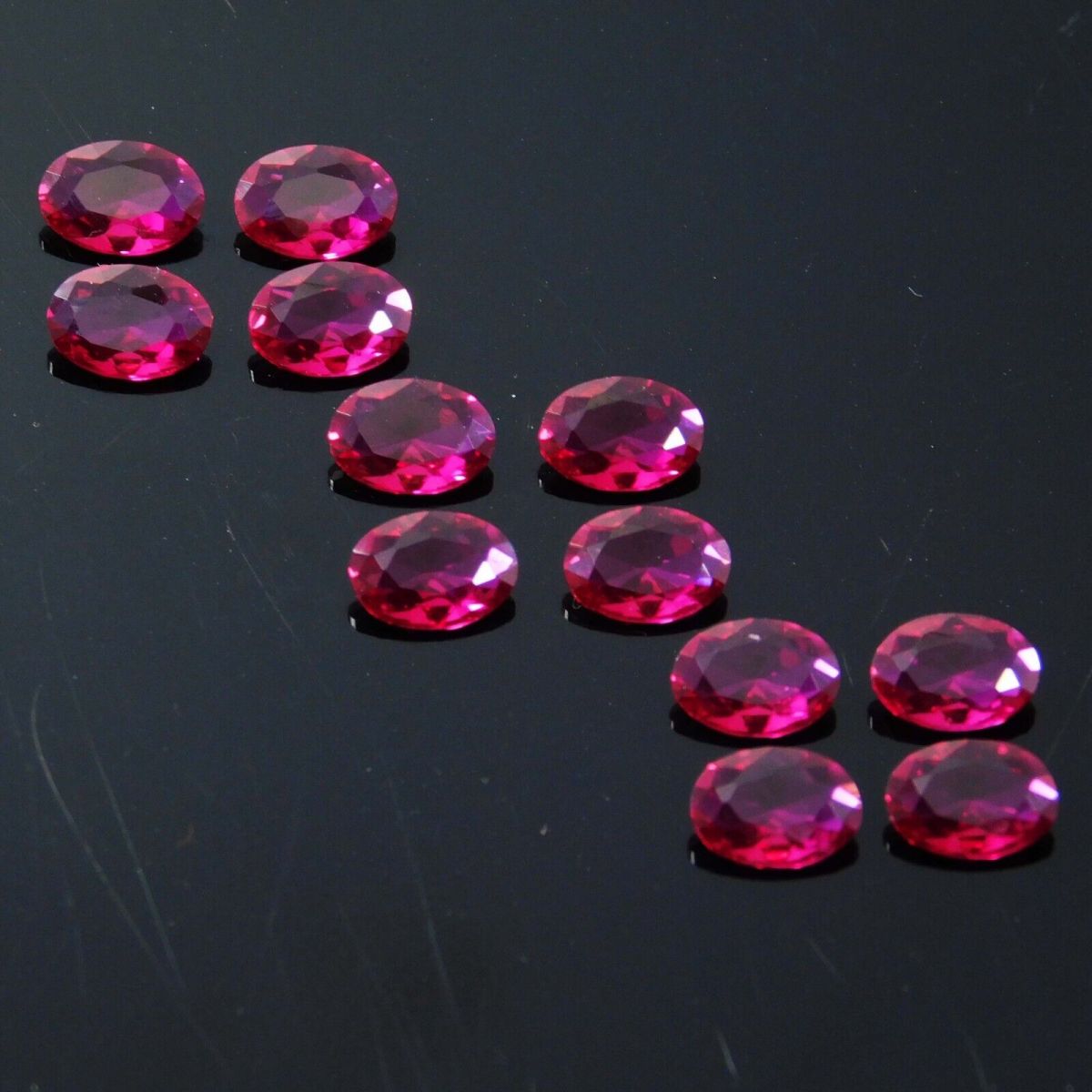 12 Pcs 7x5 mm Natural CERTIFIED Untreated Ruby Pinkish Red Oval Loose Gemstone