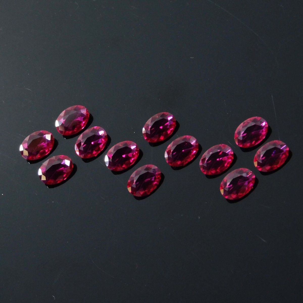 12 Pcs 7x5 mm Natural CERTIFIED Untreated Ruby Pinkish Red Oval Loose Gemstone