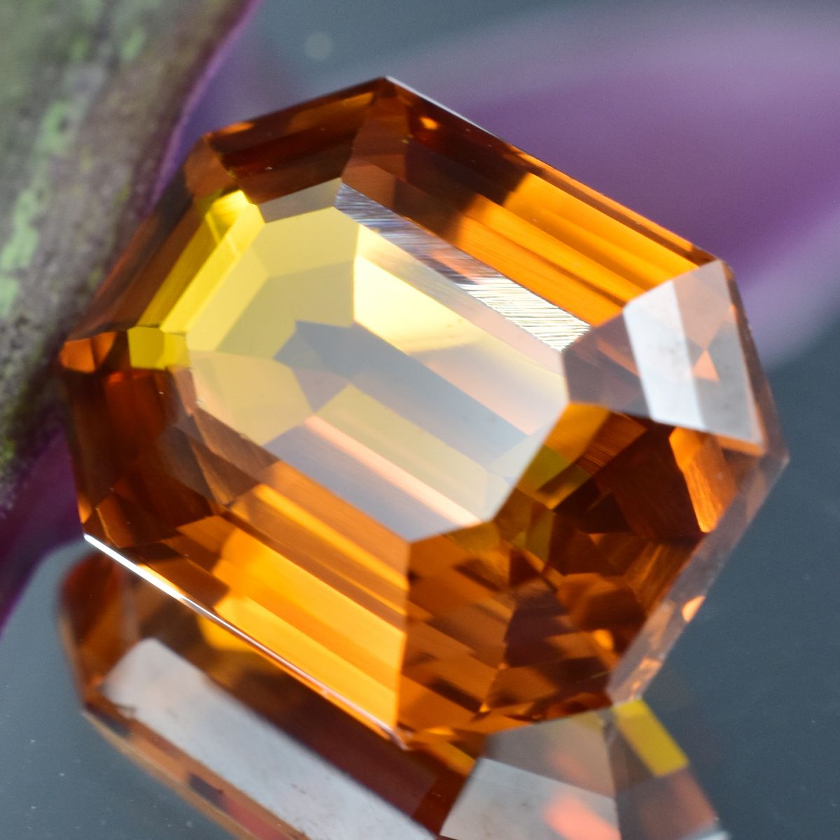 Natural Orange Sapphire CERTIFIED Emerald Cut 10.30 Ct Loose Gemstone