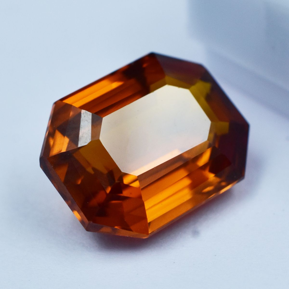 Natural Orange Sapphire CERTIFIED Emerald Cut 10.30 Ct Loose Gemstone