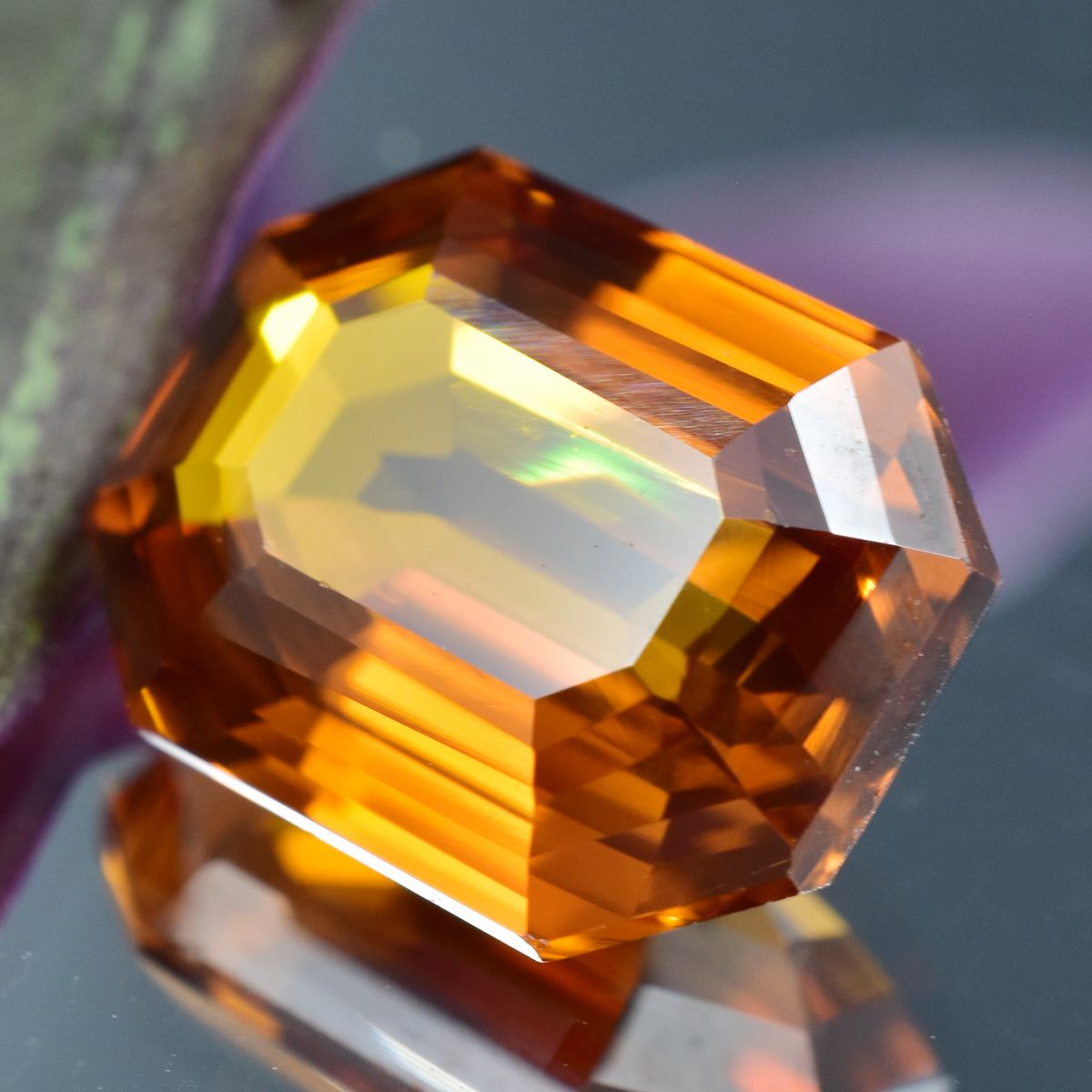 Natural Orange Sapphire CERTIFIED Emerald Cut 10.30 Ct Loose Gemstone