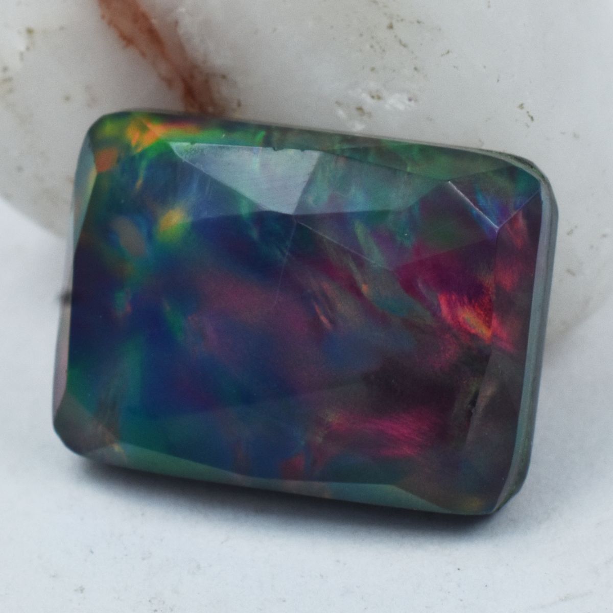 11.75 Ct Natural Emerald Cut Opal Multi-Color Loose Gemstone CERTIFIED