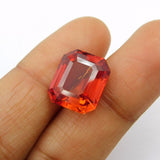 Certified 12.00 Ct Natural Orange Sapphire Emerald Cut Loose Gemstone Earring Size