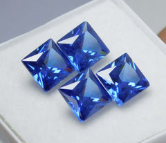 4.00 Ct 4 PCS Natural Blue Sapphire Square 7x5 mm Gemstones Lot CERTIFIED