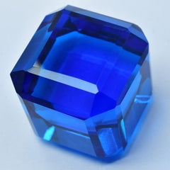 Sapphire CERTIFIED Cube Cut Blue Huge Size 51.20 Ct Lab-Created Loose Gemstone