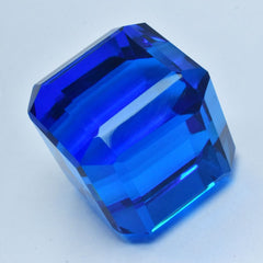 Sapphire CERTIFIED Cube Cut Blue Huge Size 51.20 Ct Lab-Created Loose Gemstone