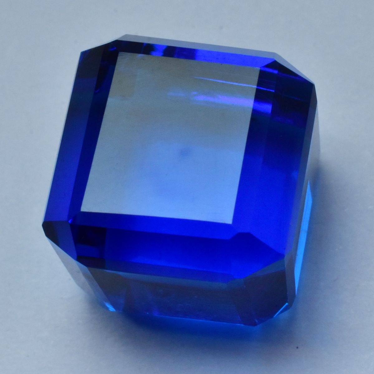 Sapphire CERTIFIED Cube Cut Blue Huge Size 51.20 Ct Lab-Created Loose Gemstone