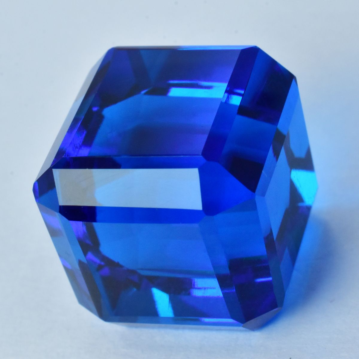 Sapphire CERTIFIED Cube Cut Blue Huge Size 51.20 Ct Lab-Created Loose Gemstone